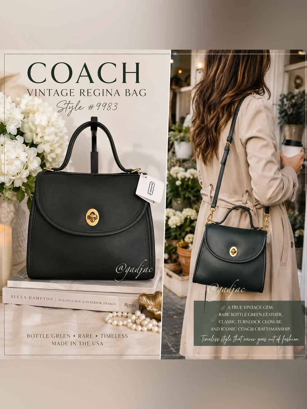 🔥 RARE COACH Bottle Green REGINA Bag | NWT - Picture 1 of 17